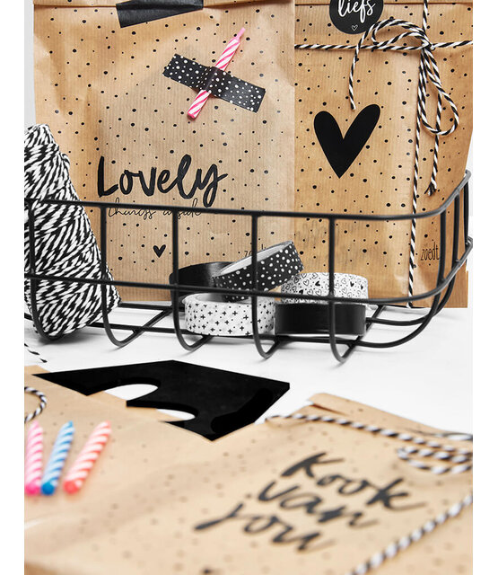 Cadeauzakjes set van 5 met dots en tekst Jij bent leuk... 15x22 cm