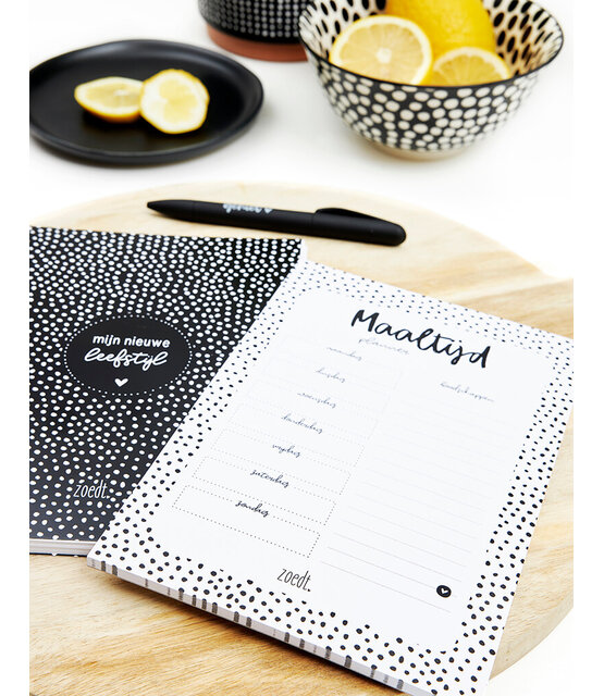 Notitieblok maaltijdplanner A5 -  dots patroon Notitieblok maaltijdplanner A5 -  dots patroon