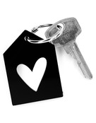 Sleutelhanger zwart huisje met hartje Sleutelhanger zwart huisje met hartje