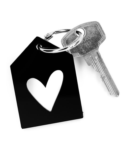 Sleutelhanger zwart huisje met hartje Sleutelhanger zwart huisje met hartje