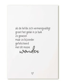 Kaart met tekst  'Als de liefde zich vermenigvuldigt...'