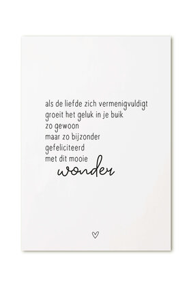 Kaart met tekst 'Als de liefde zich vermenigvuldigt...'