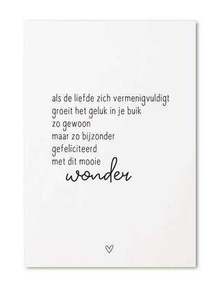 Kaart met tekst 'Als de liefde zich vermenigvuldigt...'