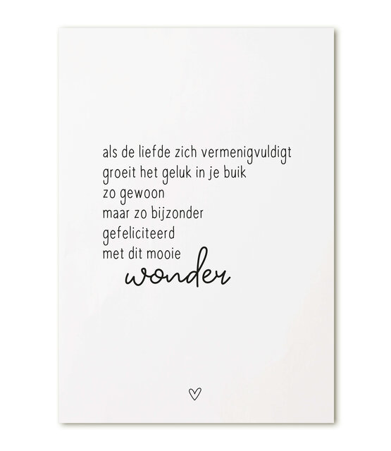 Kaart met tekst  'Als de liefde zich vermenigvuldigt...'