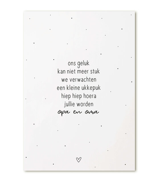 Kaart met tekst 'Hiep hiep hoera, jullie worden opa en oma'