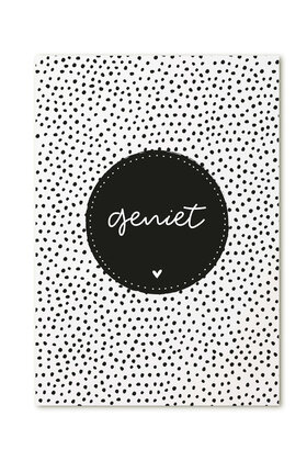 Kaart met tekst Geniet