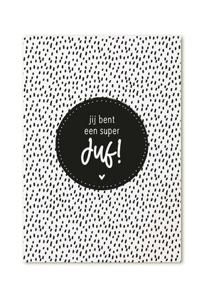 Kaart met tekst 'Jij bent een super juf!'