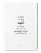 Kaart met tekst 'Met jou vier ik de liefde...'