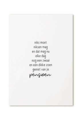 Kaart met tekst 'Geniet van je pensioen'
