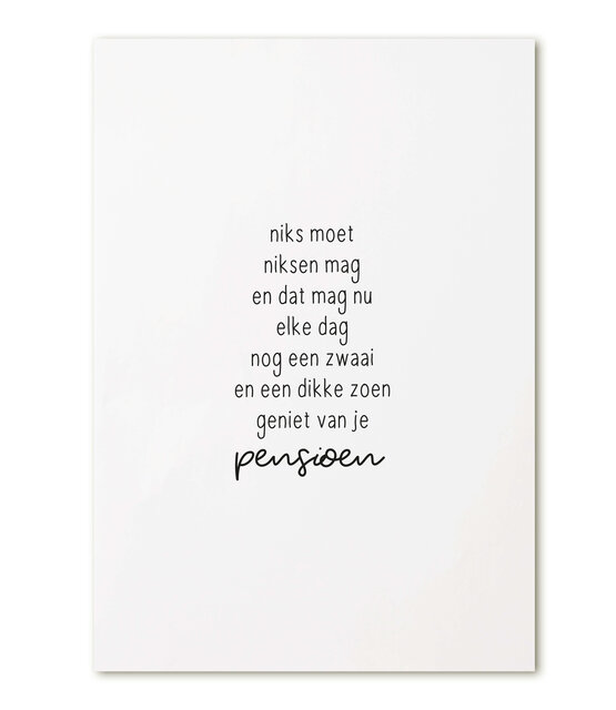 Kaart met tekst 'Geniet van je pensioen'