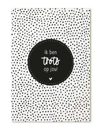 Kaart met tekst 'Ik ben trots op jou!'