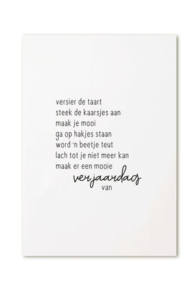Kaart met gedicht verjaardag