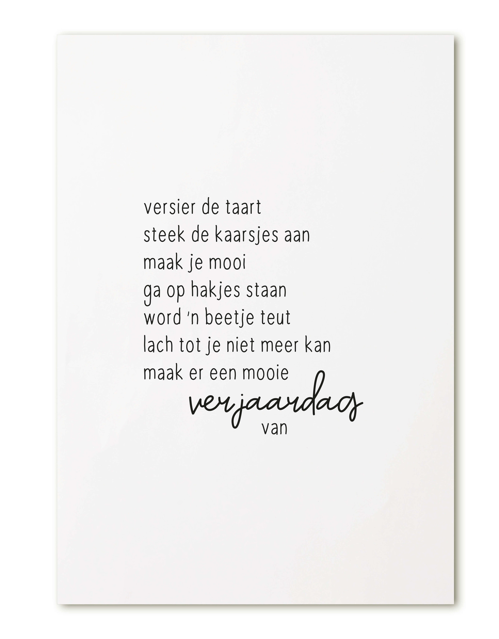 Kaart met tekst gedicht verjaardag
