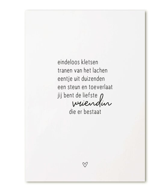Kaart met gedicht 'Jij bent de liefste vriendin die er bestaat'