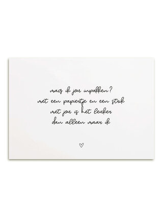 Kaart met gedicht 'Mag ik jou inpakken?'