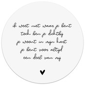 Muurcirkel wit met tekst 'Ik weet niet waar je bent...' Muurcirkel wit met tekst 'Ik weet niet waar je bent...'