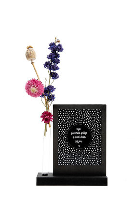 Zwarte houten wissellijst met vaasje