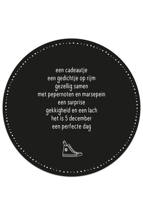 Muurcirkel (binnen) zwart Sinterklaas gedicht - 20cm