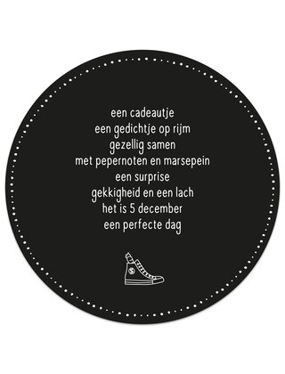 Muurcirkel (binnen) zwart Sinterklaas gedicht - 20cm