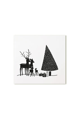 Kerst cadeaukaartje kerstboom en hertjes