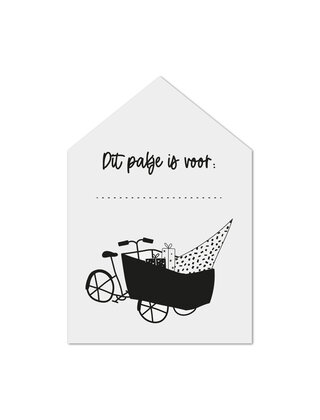 Kerst cadeaukaartje huisje 'Dit pakje is voor'