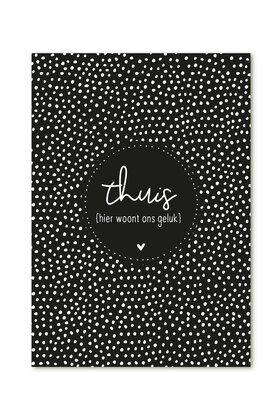 Kaart met tekst 'Thuis hier woont ons geluk'