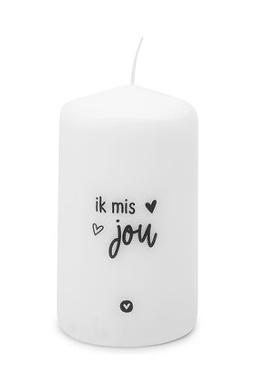 Kaars met tekst 'Ik mis jou'