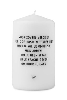 Kaars met gedicht 'Voor zoveel verdriet..'