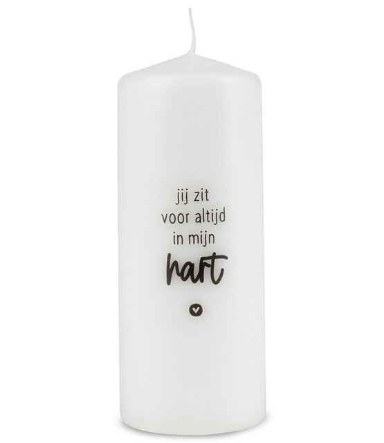 Kaars met tekst 'Jij zit voor altijd in mijn hart' Kaars met tekst 'Jij zit voor altijd in mijn hart'