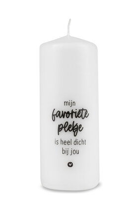 Kaars met tekst 'Mijn favoriete plekje is heel dicht bij jou'