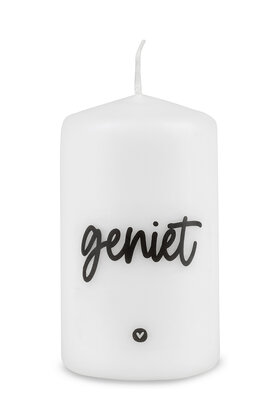 Kaars met tekst 'Geniet'