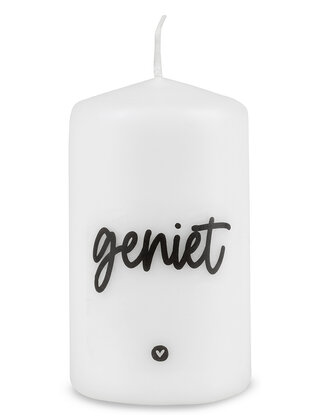 Kaars met tekst 'Geniet'