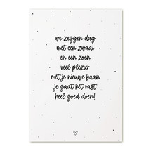 Kaart gedichtje over een nieuwe baan