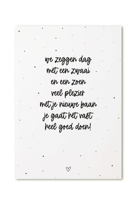 Kaart gedichtje over een nieuwe baan