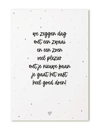 Kaart gedichtje over een nieuwe baan