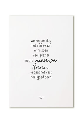 Kaart gedichtje een nieuwe baan