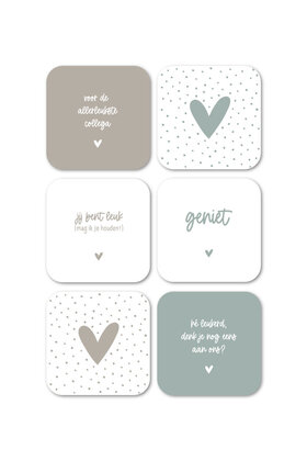 Afscheidscadeau voor de allerleukste collega! - Set van 6 vinyl onderzetters
