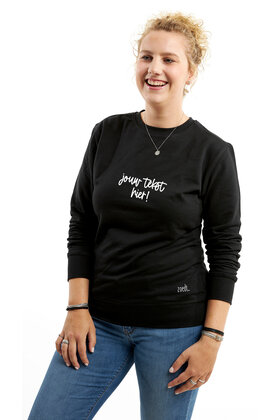 Zwarte sweater met eigen tekst! Maat S