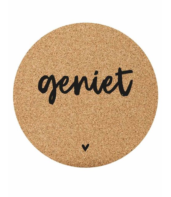 Muismat kurk | tekst Geniet - 20 cm Muismat kurk | tekst Geniet - 20 cm