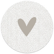 Muurcirkel beige hart met dots patroon Muurcirkel beige hart met dots patroon
