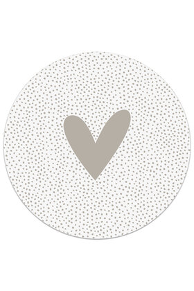 Muurcirkel (binnen) beige hart met dots patroon - 3 formaten