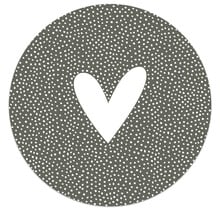 Muurcirkel olijfgroen hart met dots patroon