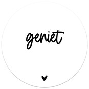 Muurcirkel wit met tekst Geniet Muurcirkel wit met tekst Geniet