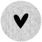Muurcirkel wit met hart en dots patroon Muurcirkel wit met hart en dots patroon