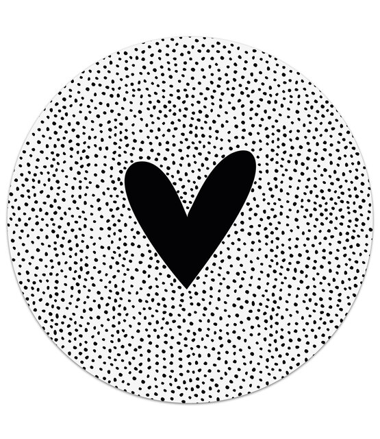 Muurcirkel wit met hart en dots patroon Muurcirkel wit met hart en dots patroon
