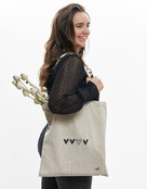 Duurzame beige katoenen tas met hartjes - van gerycled materiaal