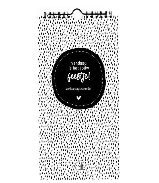 Zwart wit verjaardagskalender met leuke quotes