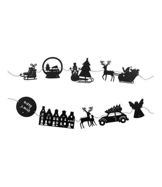 Kerst slinger zwart met verschillende figuren