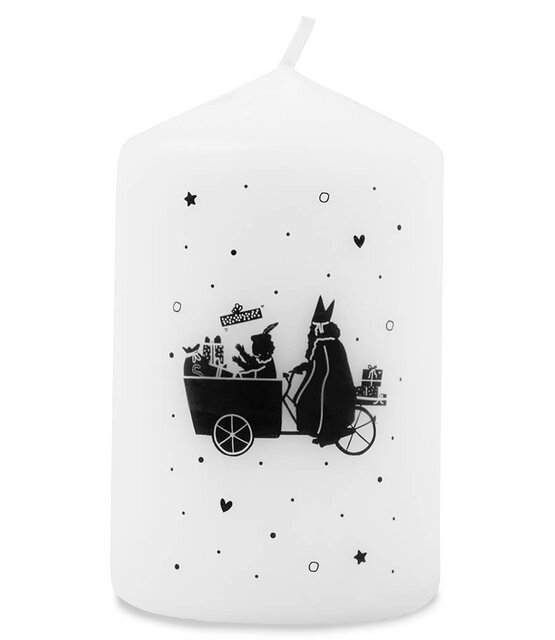 Mini kaars Sinterklaas en piet in de bakfiets