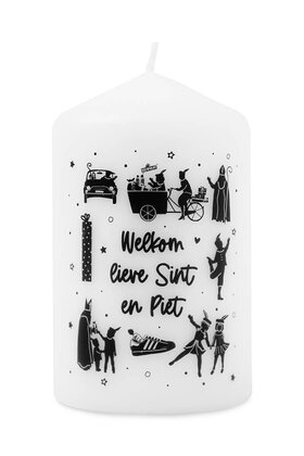 Kaars Sinterklaas met tekst 'Welkom lieve Sint en piet'